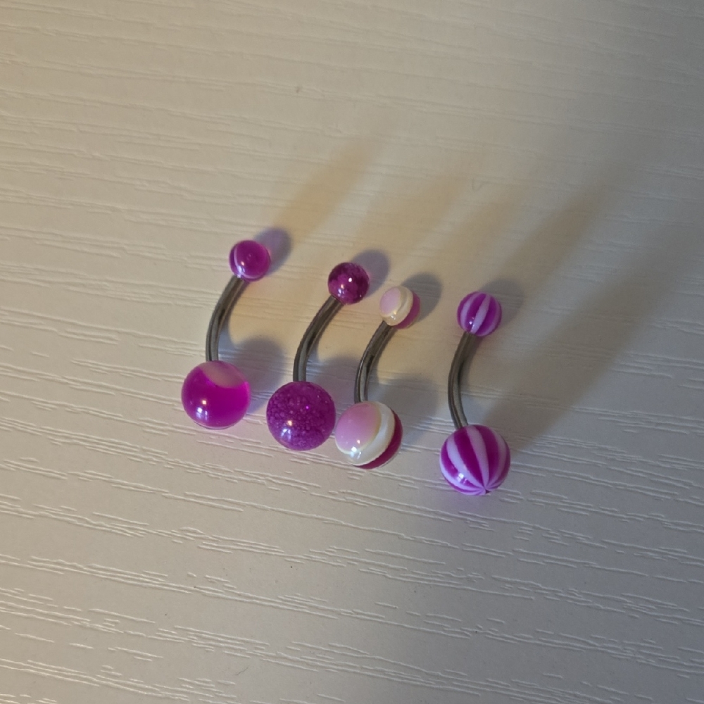 Purple Belly Button Ring Set